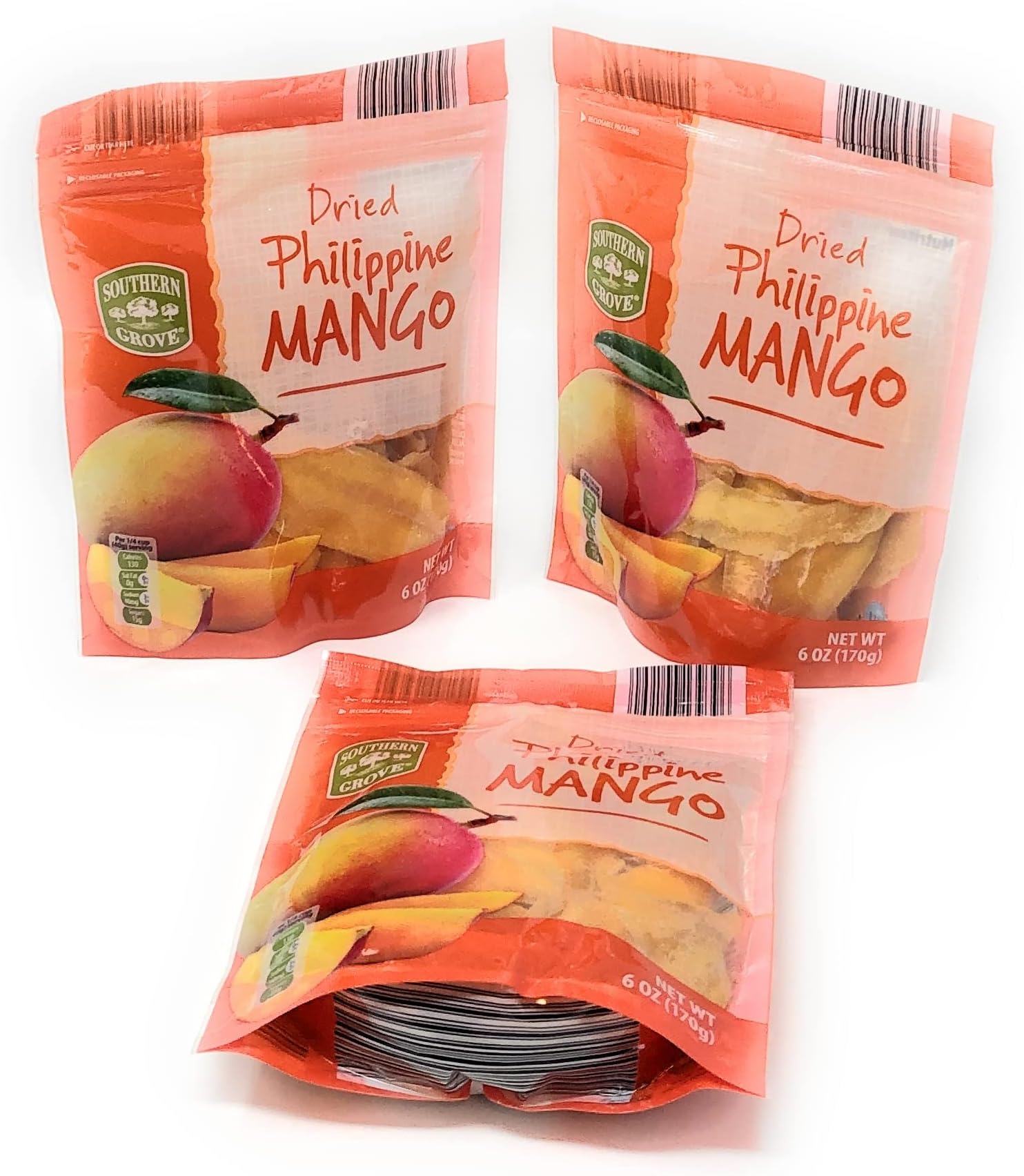 Southern Grove Mango Dried Philippine 3 Packs Each 6 OZ