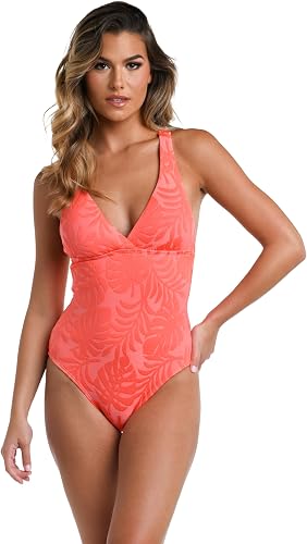 La Blanca Traje de baño de una Pieza para Mujer, Coral//Island Palm, 38
