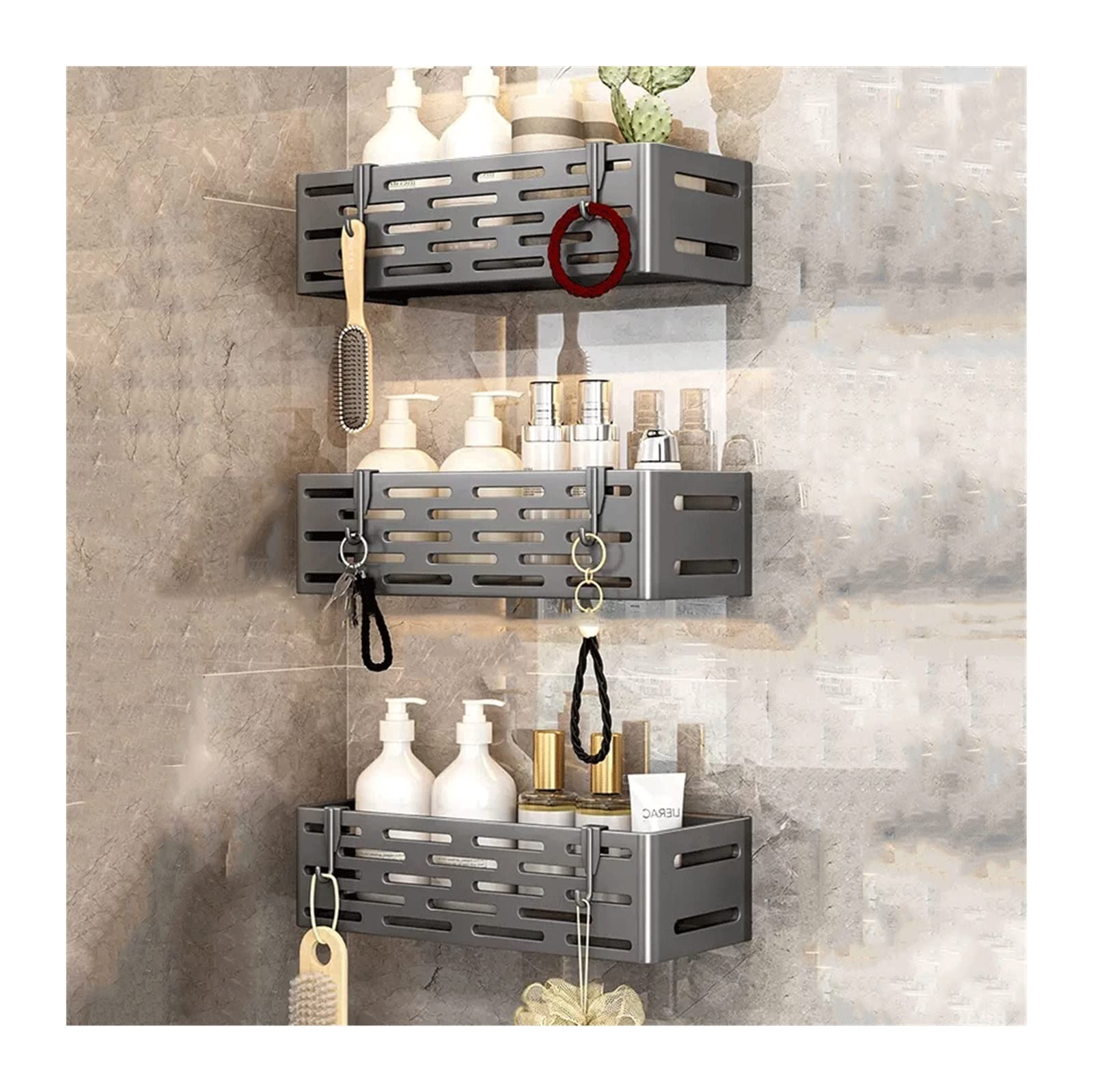 Repisas Para Baño Estante de almacenamiento de artículos de tocador de Metal, estante de almacenamiento de Metal montado en la pared doble, estante de almacenamiento de inodoro Simple sin perforacione