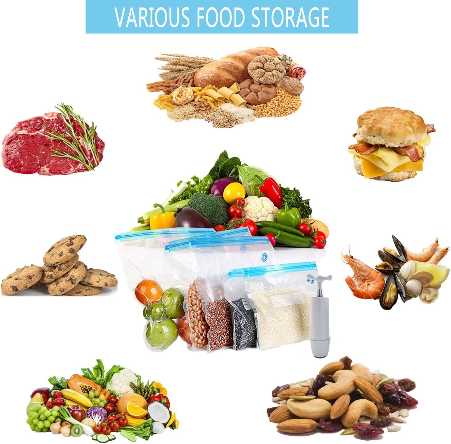 90 真空ジッパーバッグ、真空シーラーバッグ食品保存、二層 BPA フリービデオバッグ付き再利用可能なバッグ、食事の準備食品を新鮮に