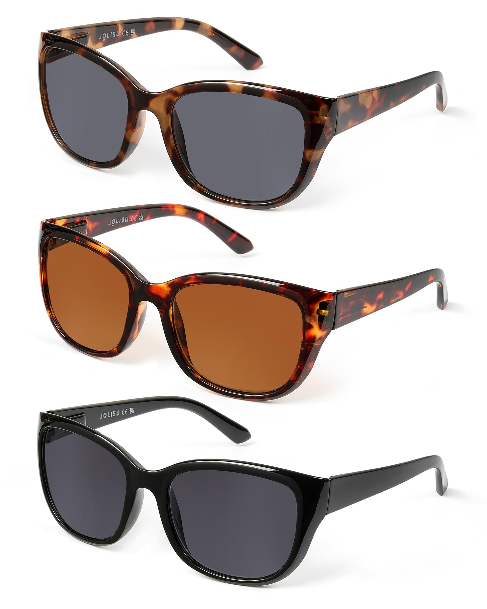 JOLISU Paquete de 3 lentes de sol de lectura para mujeres/hombres, lector solar integrado con protección UV400 para exteriores - 2