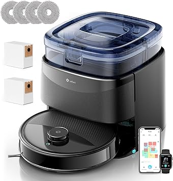 LEFANT M3 Robot Vacuum Cleaner with Mapping, 12000Pa, LiDAR dToF, PSD Obstacles, Rotating Mop with 45 C Mop and Drying, Self-Draining 3.2L, Alexa WiFi App 2.4G/5G, Black