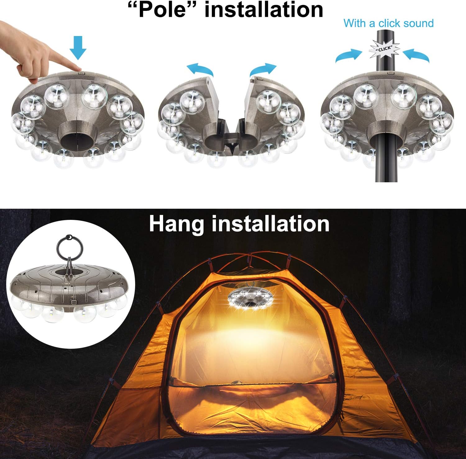 BIGMONAT Battery Operated Hanging Lights Outdoor Patio Umbrella Light RF Remote Control,12 Colors Changing Pole Light for Umbrella,Wireless Under Umbrella Lights Brightness Dimmable and Timer : Everything Else