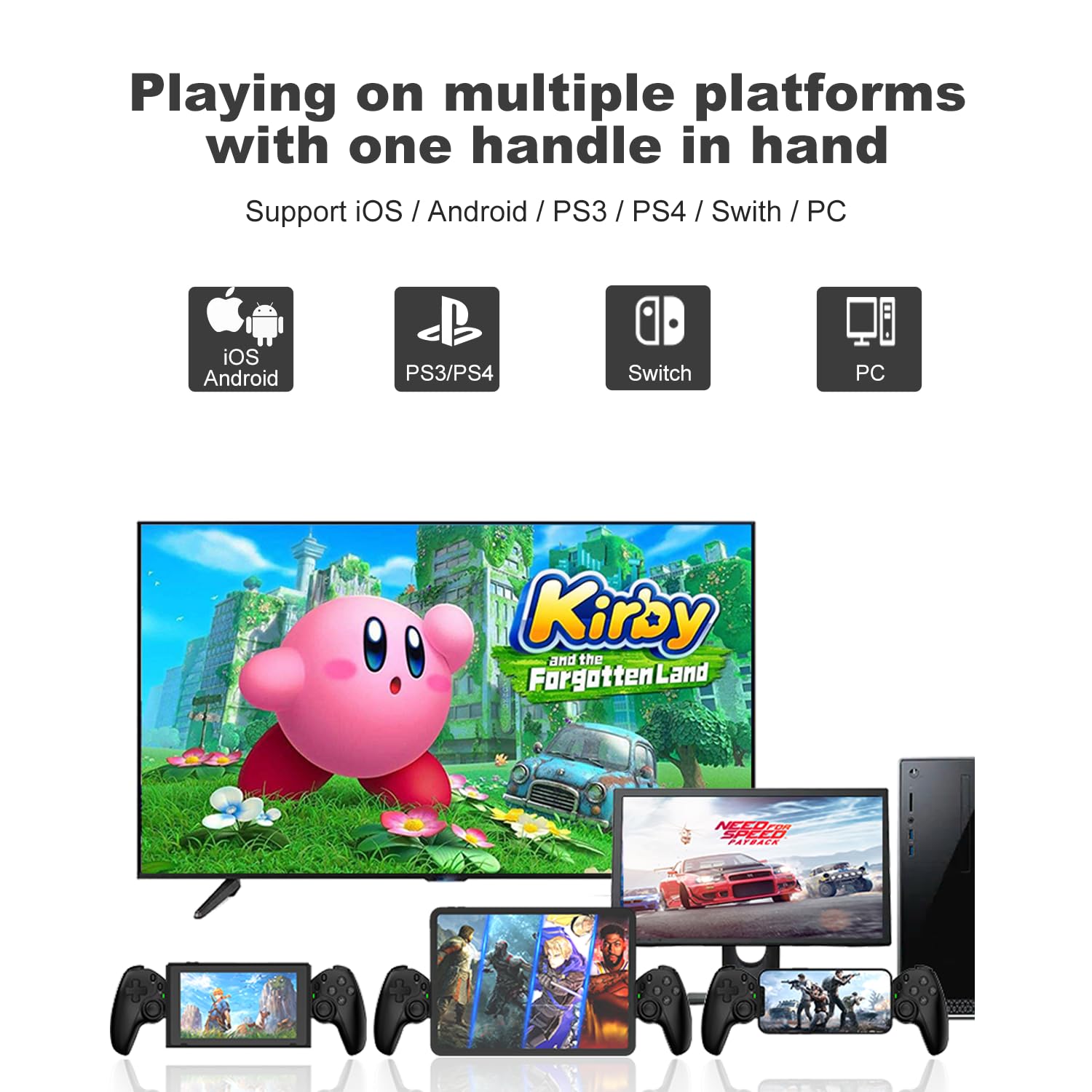 Megadream Handy Controller für iPad/Tablet (5-11in kompatibel), Handheld Gamepad für PS3/PS4/Xbox/PC, Cloud Gaming mit Hall-Effekt-Joysticks&Trigger,2 Programmierbare Rücktasten (Schwarz)