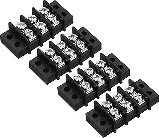 uxcell 4 Pcs 3 Positions Terminal Block 300V 20A 9.5mm Pitch Dual Rows 3 Circuits DIN Row Screw Terminals Strip