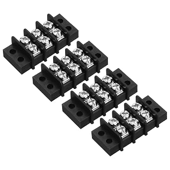 uxcell 4 Pcs 3 Positions Terminal Block 300V 20A 9.5mm Pitch Dual Rows 3 Circuits DIN Row Screw Terminals Strip