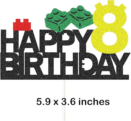 Miniatura 8 de Suministros para fiesta de cumpleaños de bloques de construcción, decoración de pasteles para bloques de construcción para decoración de fiesta de