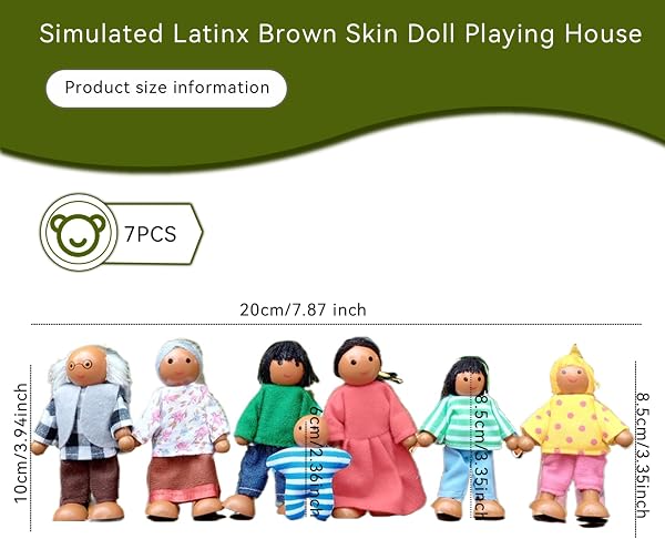 Wooden People Figures|7PCS Dollhouse People Simulation Wooden Dollhouse Adjustable Posture Doll House Figures Delicate & Cute for Girls Toddler Kids Play - 5
