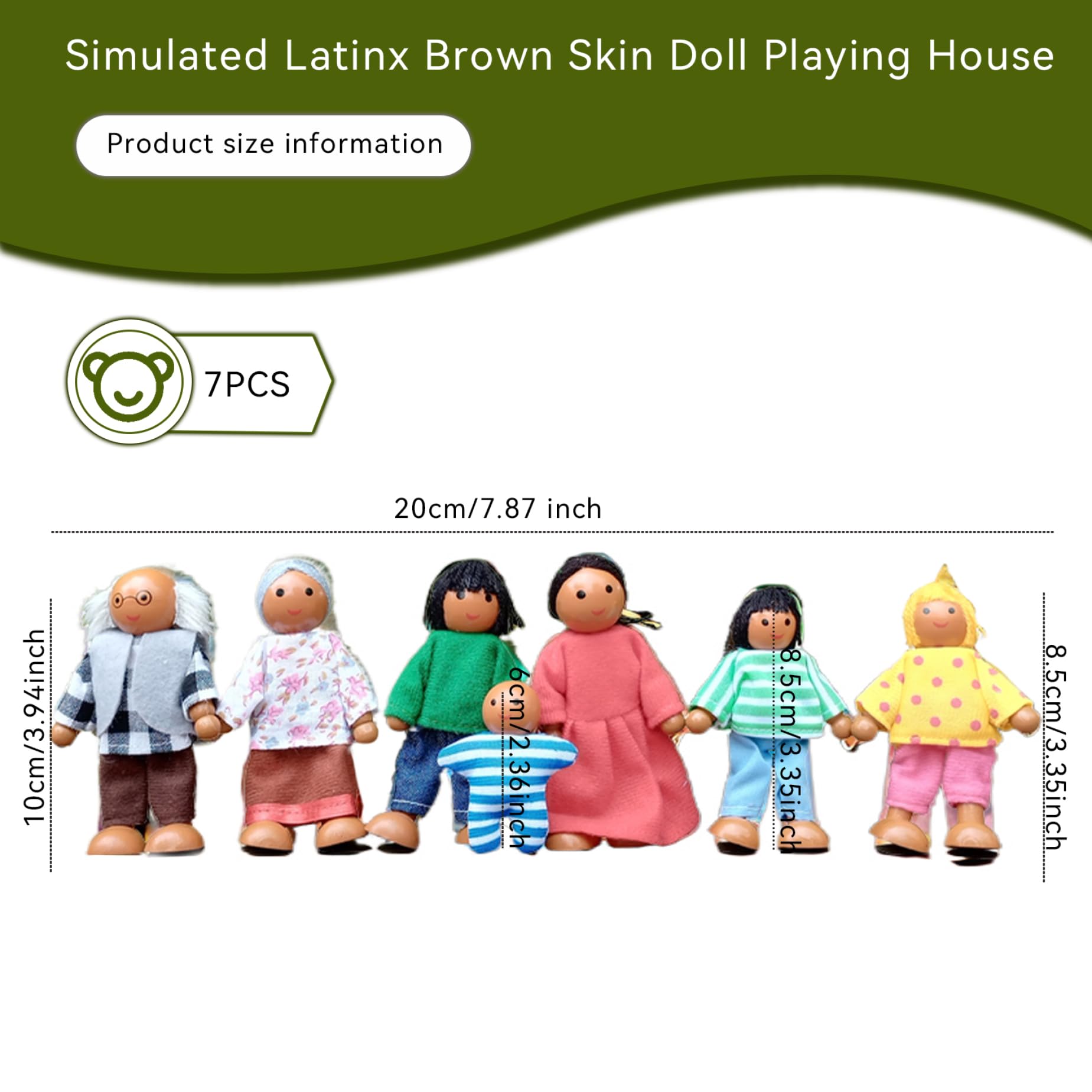 Wooden People Figures|7PCS Dollhouse People Simulation Wooden Dollhouse Adjustable Posture Doll House Figures Delicate & Cute for Girls Toddler Kids Play — view 5