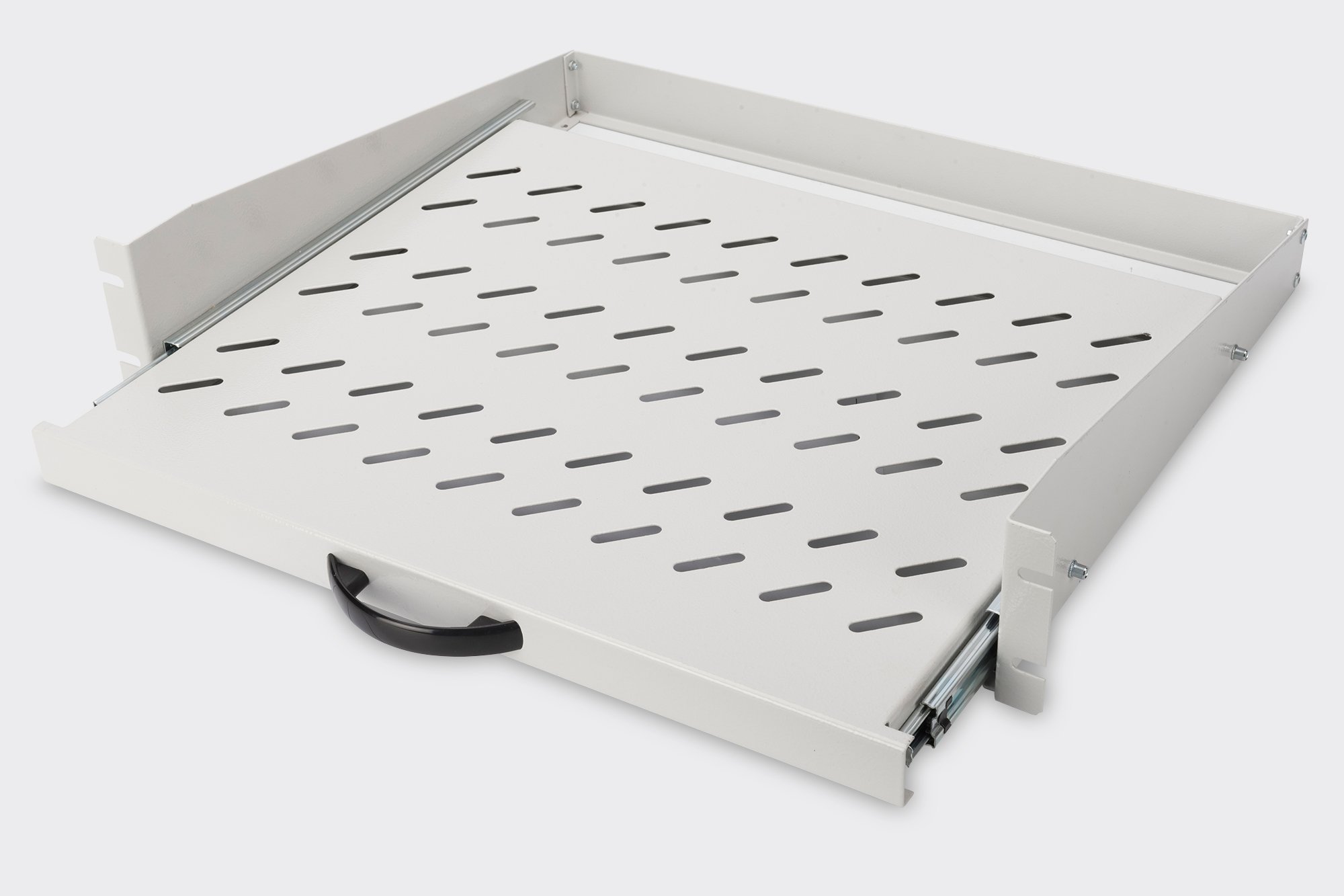 DIGITUS Ripiano Estraibile - 19 Pollici - 2U - Montaggio Frontale - Portata 30 kg - per armadi di Rete e Server - A Partire da 450 mm di profondità dell'Armadio - Grigio