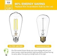 Vista 4 de DAYBETTER 4 Pack Vintage LED Edison Bulbs, E26 LED Bulb 60W Equivalent, Dimmable LED Light Bulbs, 8W High Brightness 800 LM Daylight 5000K, ST58