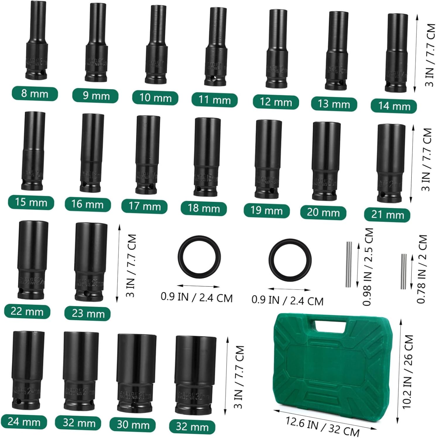 20個 ドライブ六角ソケット 点 高炭素鋼製 耐久性強化 衝撃対応 多収納ケース付き 自動車整備用ツール