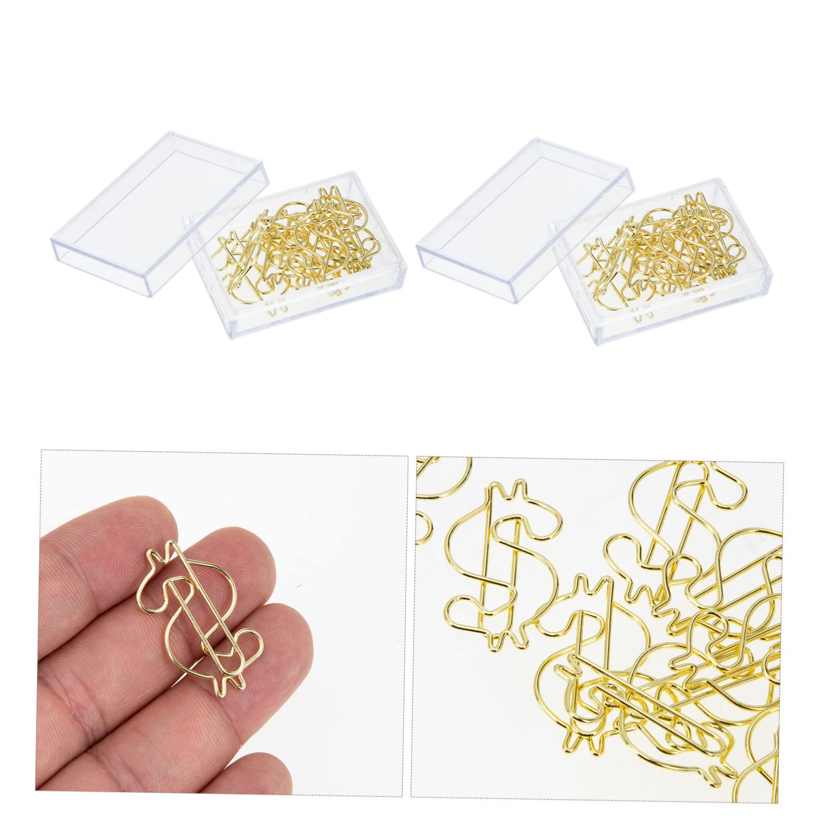 STOBOK 2 Sätze Goldene Büroklammer Büroklammern Groß Papier Clips Kabelklemme Große Bindeklammern Büroartikel Büromaterial Mappen Büroklammern Aus Legierung Gold-bürobedarf 50 Stück * 2