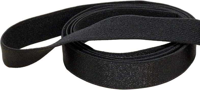 Porcelynne Black Shiny Front Brushed Back Strap Elastics - 1/2" or 12mm - 5 Yards