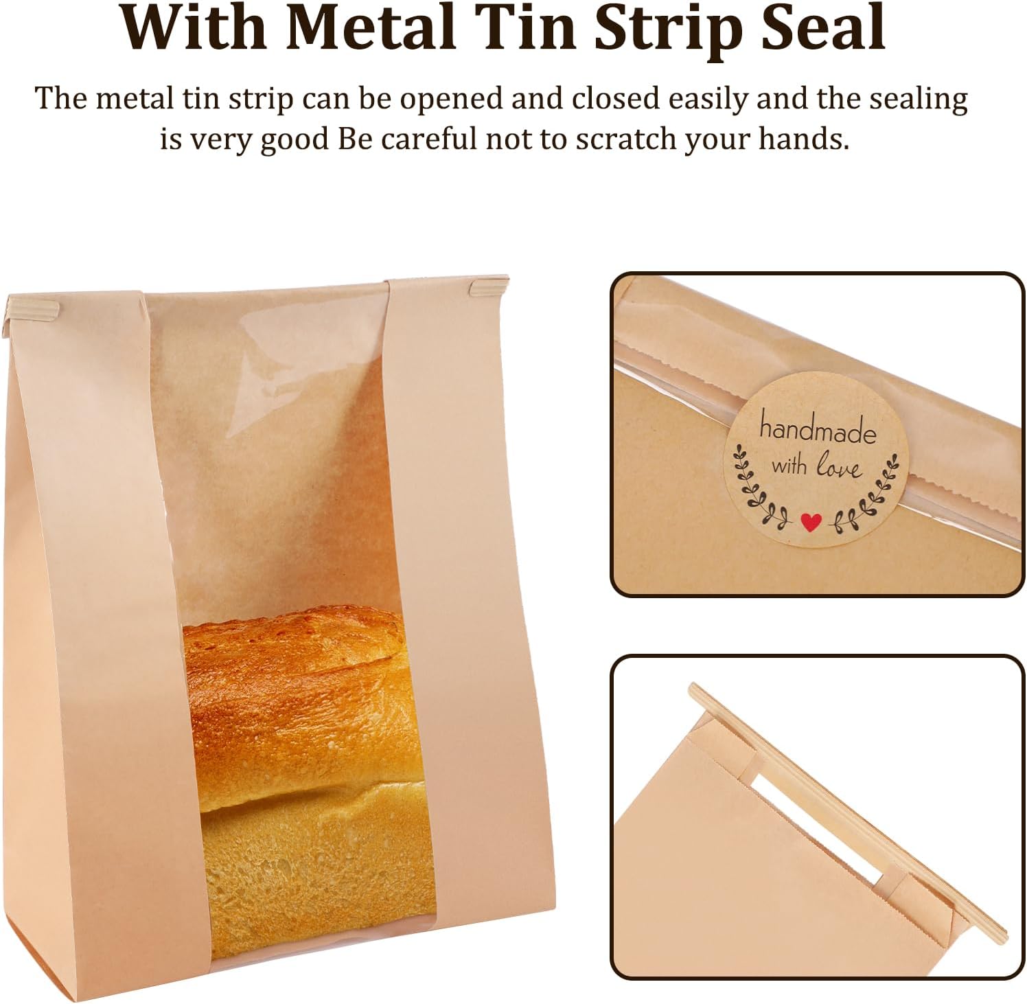 50Pack Sourdough Bread Bags with Window, 14" x 8.3" x 3.5" image 3