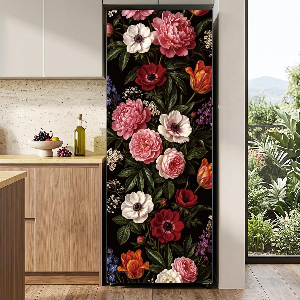 arricraft 2 Pcs Self-Adhesive Door Sticker, Vintage Leaves Flowers