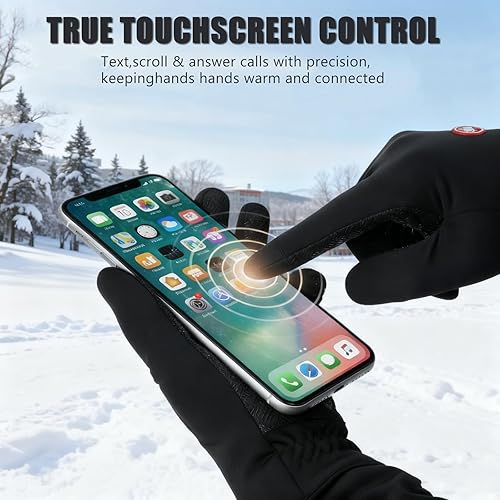 Miniatura 8 de Guantes impermeables de invierno unisex con capacidad de pantalla táctil, muñeca elástica resistente al viento y palma antideslizante para correr,
