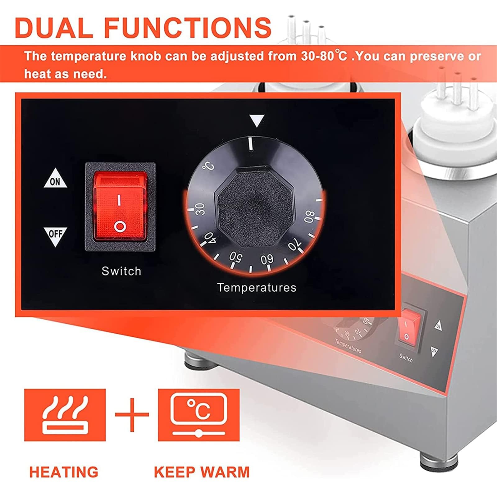 Chauffe-sauce électrique 160W - 30-85°C Réglable, Capacité 650ml, Acier Inoxydable