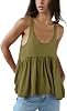 InterNos Womens Summer Flowy Tank Tops Sleeveless Strap Ruffle Shirts Babydoll Tunic Tank Peplum Tops