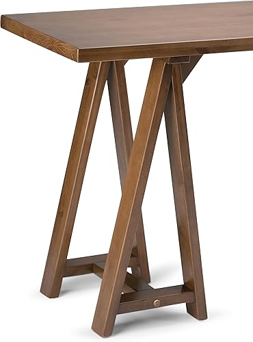 Miniatura 93 de SIMPLIHOME Sawhorse - Mesita de noche de madera maciza de 24 pulgadas de ancho, moderna, industrial, color gris envejecido, para sala de estar y