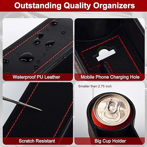 Miniatura 5 de MORDEN MS Paquete de 2 organizadores para llenar los huecos del asiento del automóvil, almacenamiento para asiento delantero automotriz con soporte