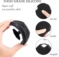 Vista 4 de Paquete de 2 cepillos de silicona para el cuerpo, con esponja de silicona, exfoliante para el cuero cabelludo, champú y cepillo de limpieza