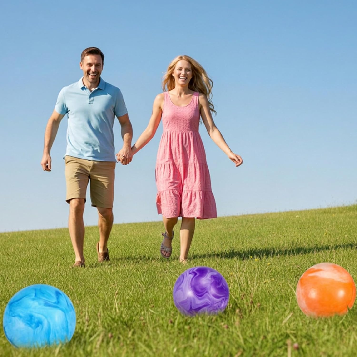 12Pcs Marbleized Bouncy Balls, Playground Balls, 8.5 Inches Beach Ball, Inflatable Sensory Ball for Indoor Outdoor Sport Games