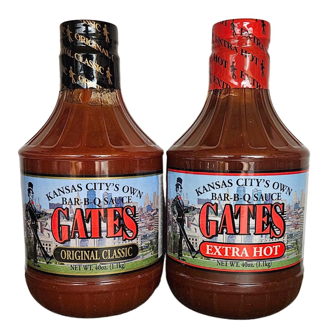 Gates Original and Gates Extra Hot Barbecue Sauce 40oz Bundle (1 of Each)