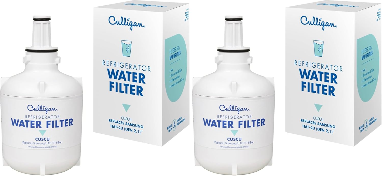 Culligan CUSCU Refrigerator Water Filter Replacement for Samsung Water Filter (HAFCU1) Replace Every 6 Months Pack of 2