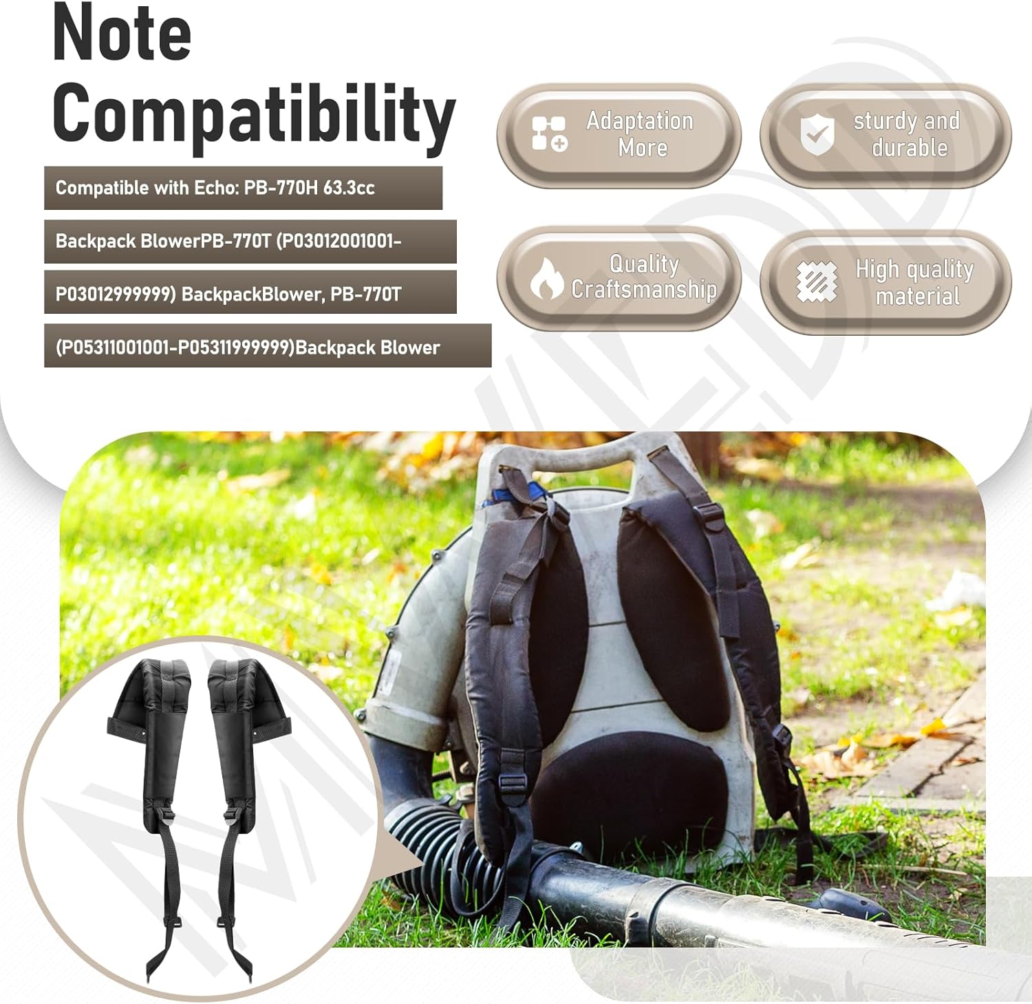 E164000090 Flexible Tube and P021046660 Back Pack Harness Kit Compatible with Echo Back Pack Leaf Blower, Fits Model PB-770H PB-770T PB-760LNH - Includes goggles
