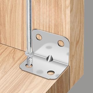 10Pcs Universal Stainless Steel Corner Bracket 90 Degree Right Angle Fixed Bracket for Bedframe Cabinet Accessories (4 Holes)