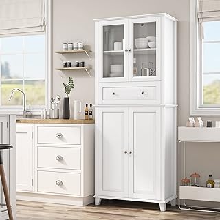 FACBOTALL 73.8'' Tall Bathroom Storage Cabinet, Freestanding Linen Cabin...