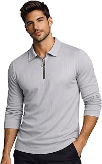 Peppyzone Full Sleeve T Shirt for Men with Polo Collar | Long Sleeve Tshirt Shirts Men Zip Neck | Zipper Polo Neck Full Sl... Price In India
