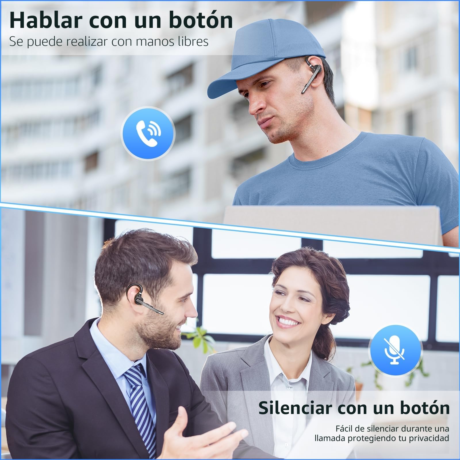 New Bee Auriculares Manos Libres Oreja Bluetooth V5.1 con 72 Horas de Juego Auricular Bluetooth Telefono con Doble Micrófono ENC Cancelación CVC8.0 para Negocios/Oficina (1 Pieza)
