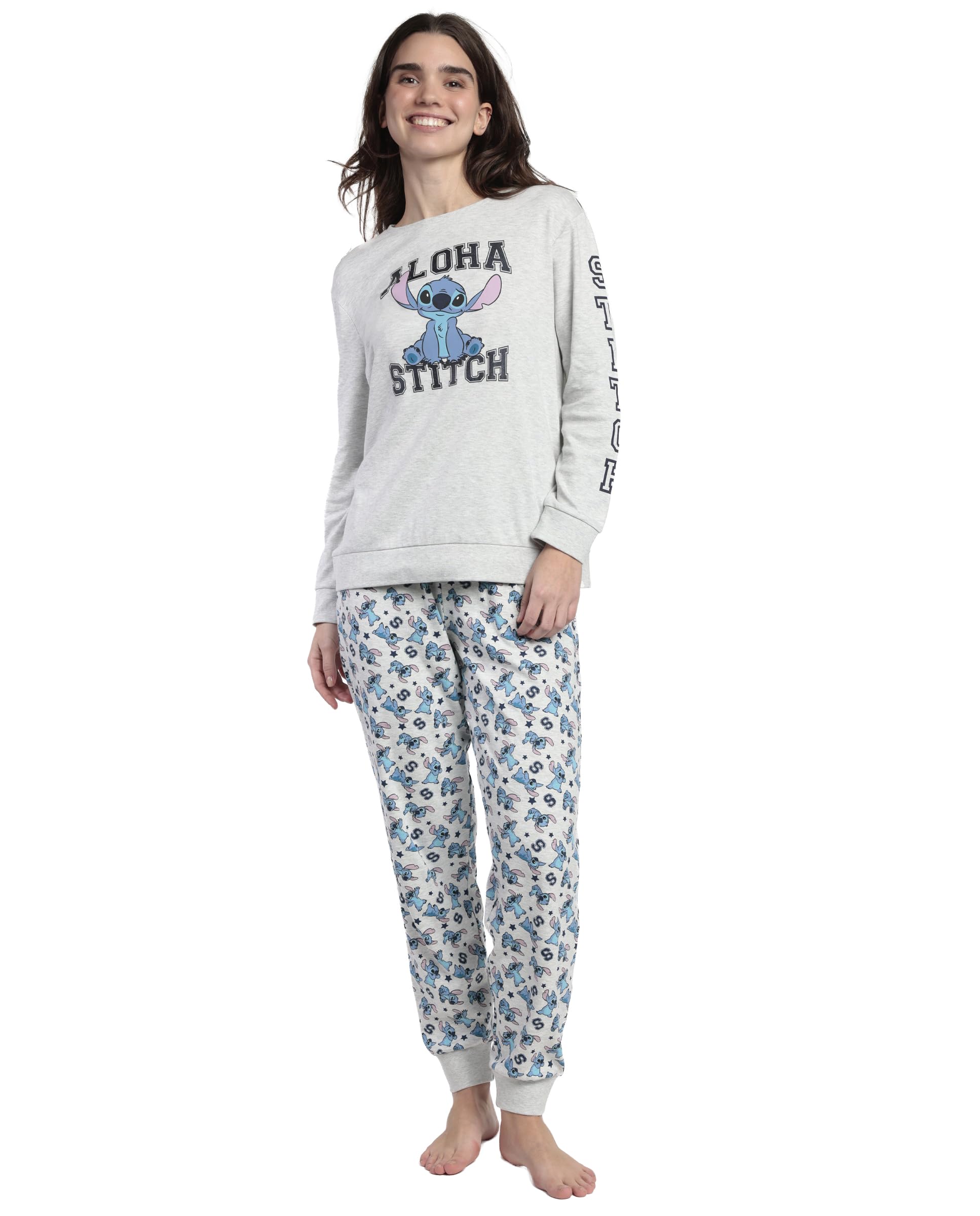 Disney Stitch Pijama Mujer Invierno algodón Manga Larga