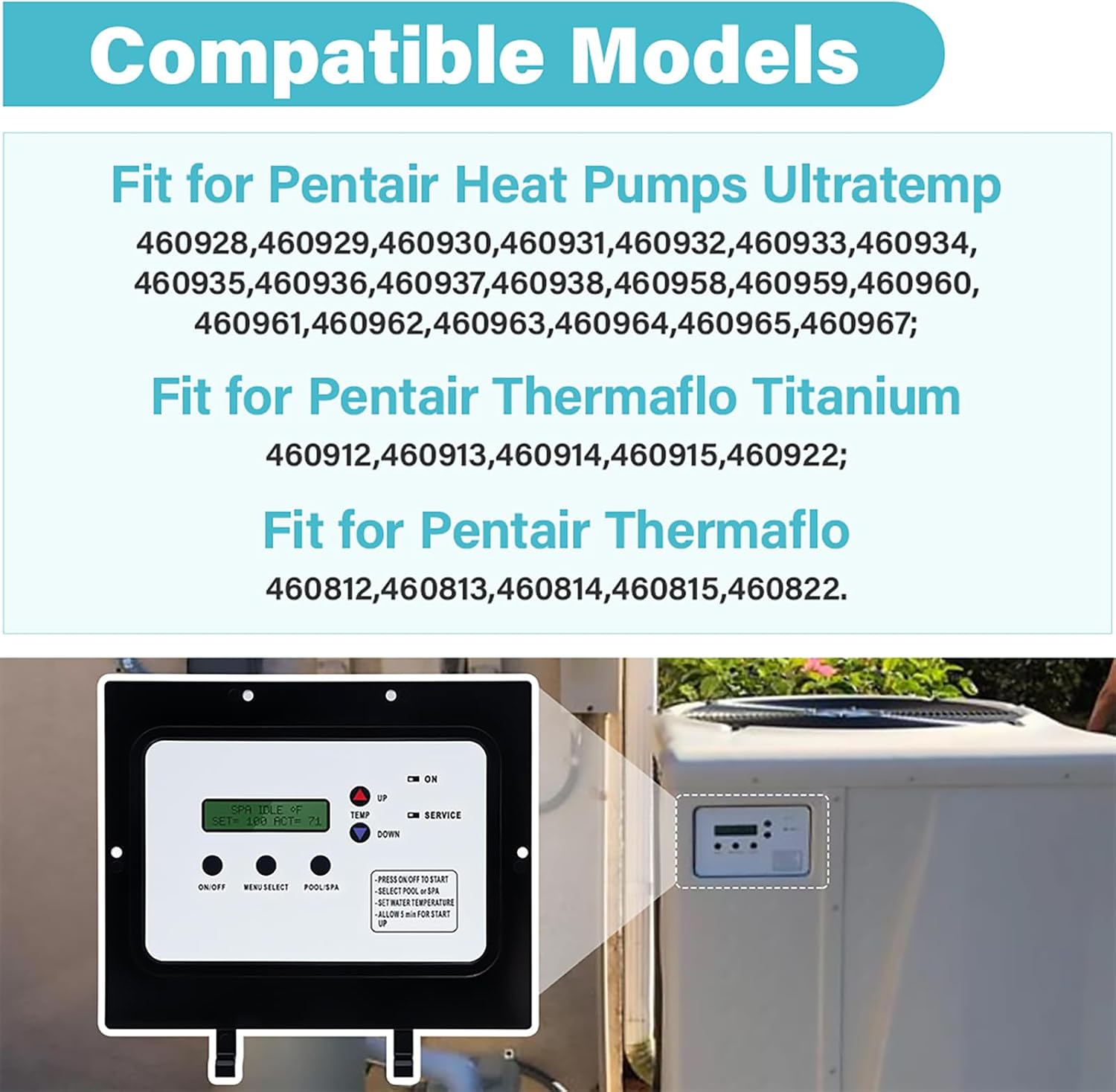 YUEWO 473711.A 472734 Auto Heat Control Board Assembly Replacement Fit for Pentair Pool and Spa Heat Pump Durable Control Board
