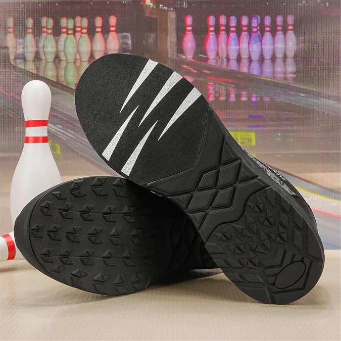 Men's Bowling Shoes - Breathable Knit Upper Athletic Bowling Shoes with Smooth Slide Sole for Men