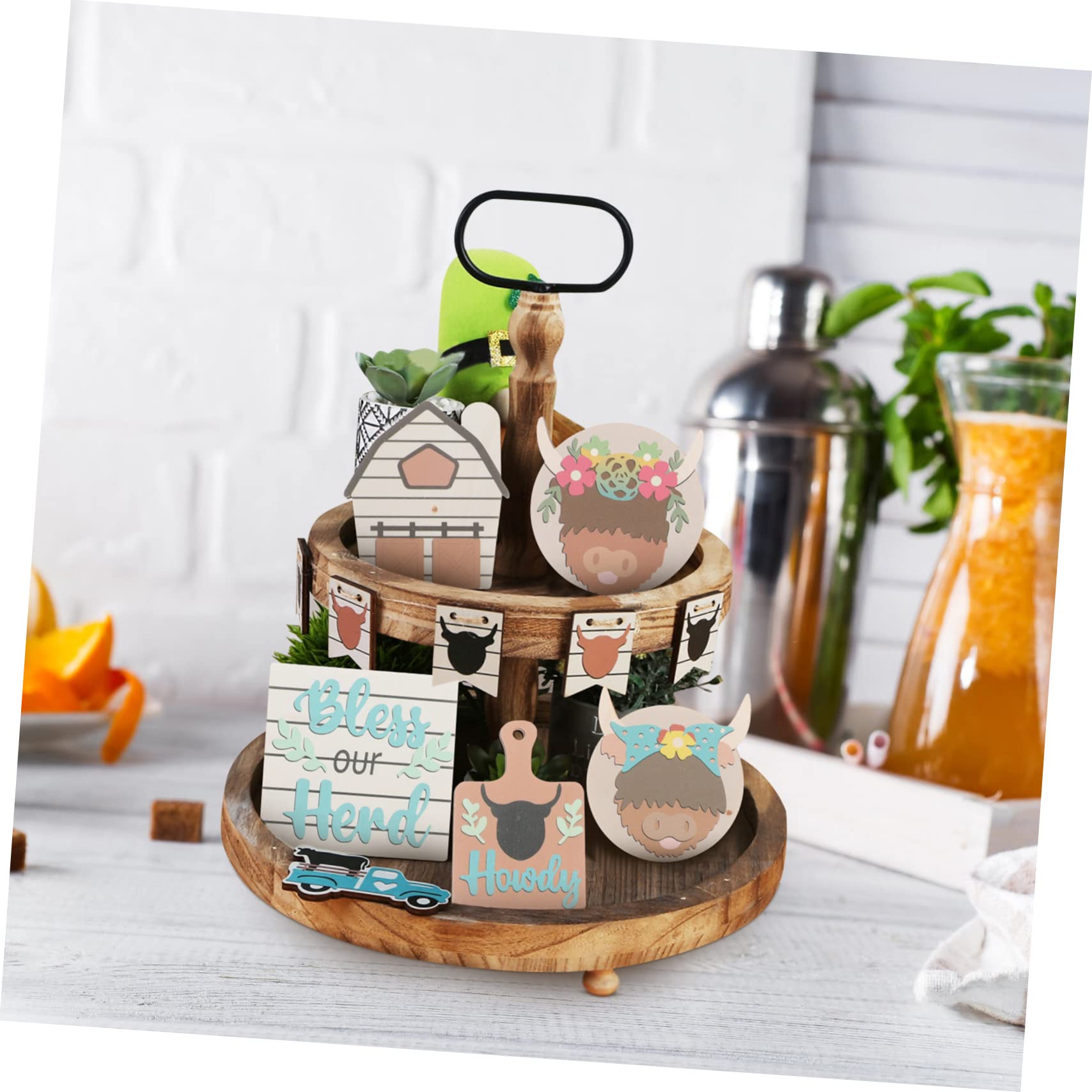 SEWACC Party Decorations Tiered Tray 1 Set of PVC Ornaments for Farmhouse Style