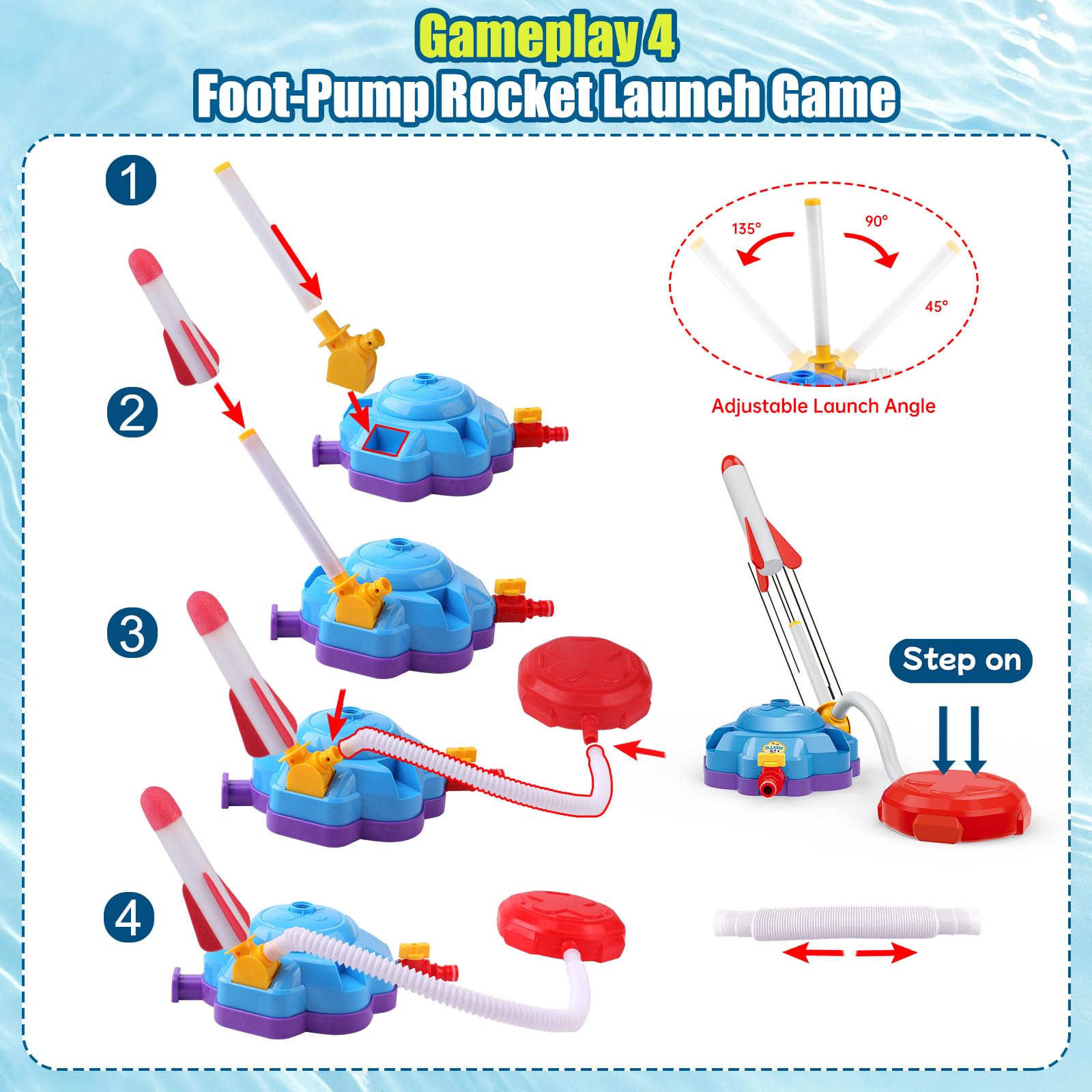 4-in-1 Water Sprinkler Baseball Toy, Outdoor Summer Toys for Boys Girls Outside Water Game Toys for Kids 3-12