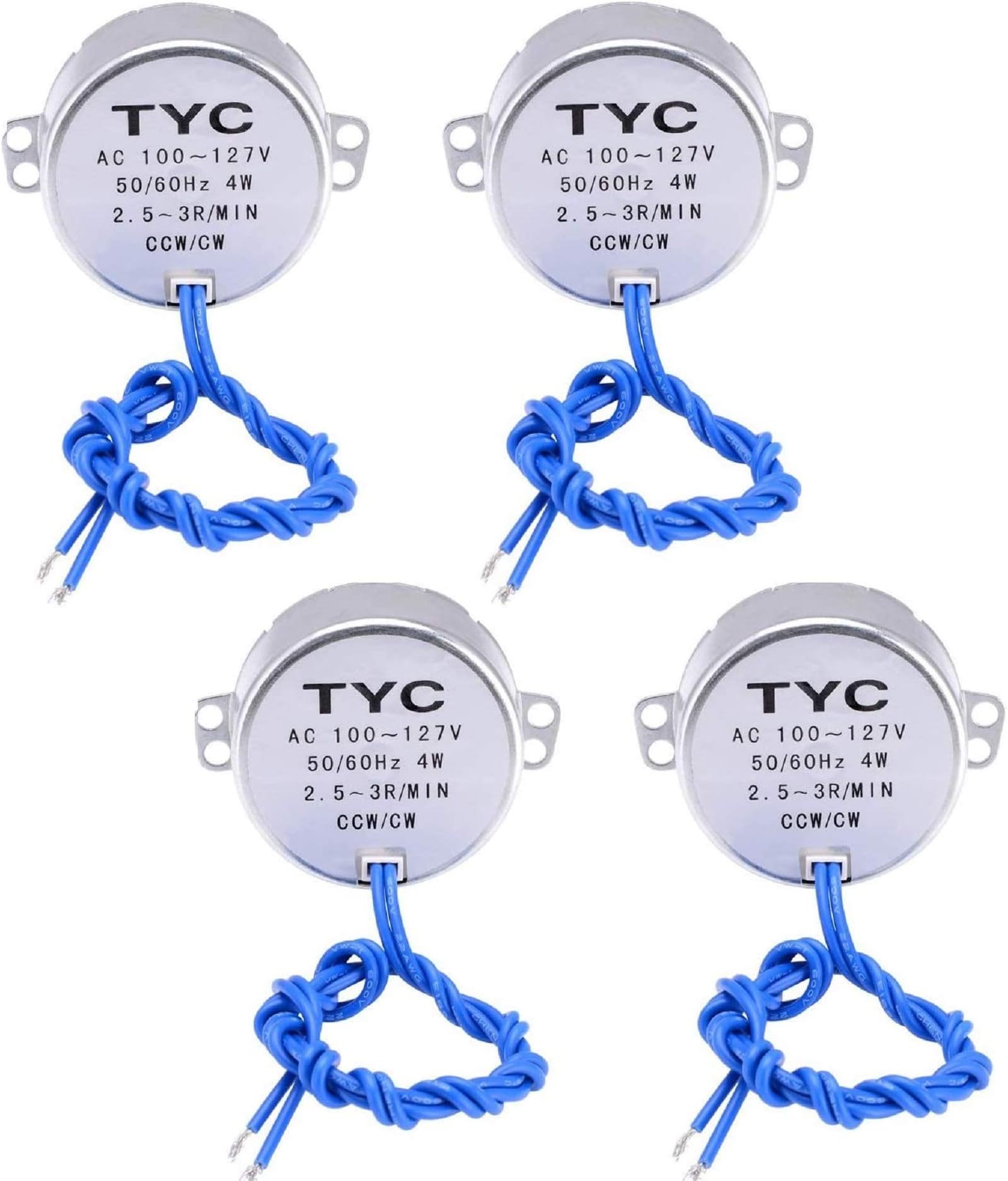 REENFAYA 4 Pack Turntable Synchronous Motor Electric Synchron Motor 100-127 VAC 50/60 Hz 4W CCW/CW Direction for Cup Turner,Cuptisserie,Tumbler Cup Rotator,Microwave(2.5-3RPM)
