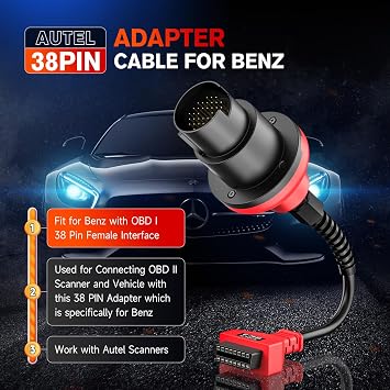 Autel Original BENZ-38 PIN Adapter, 38 Pin to 16 Pin OBDII Connector