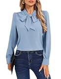 Women's Bow Tie Neck Blouse 2025 Long Sleeve Work Shirt for Office Business Professional Dressy Casual Tops