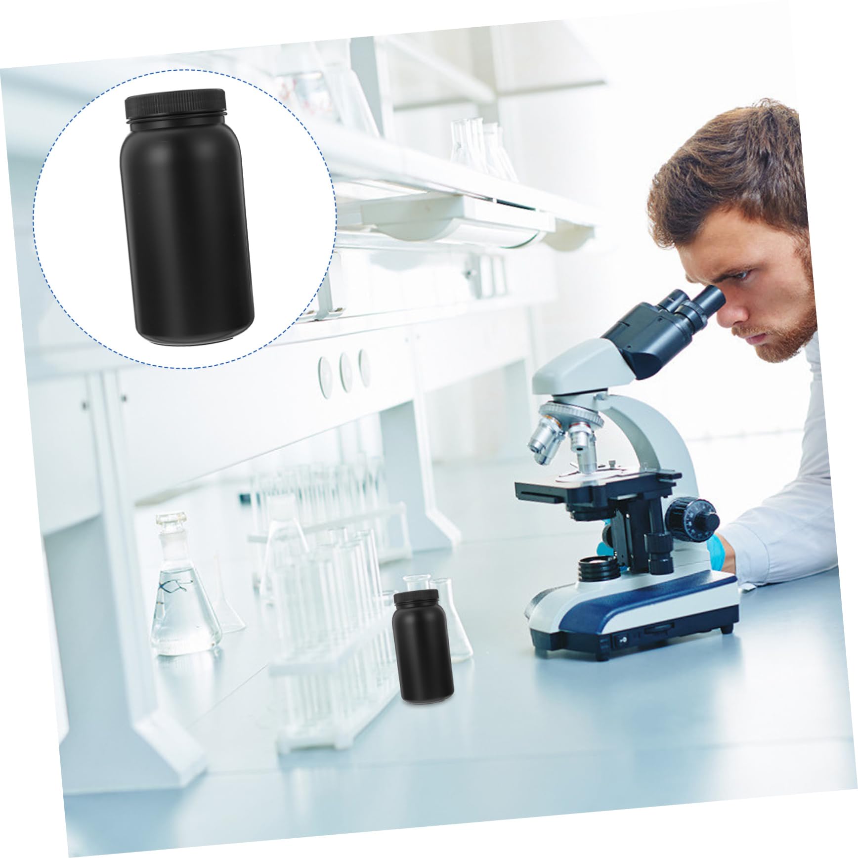 FUNOMOCYA 2pcs Large Mouth Reagent Bottle Black Container Medicine Bottle Sampling Jars Liquid Lab Container Empty Chemical Bottle Container Leakproof Reagent Bottle Sample Bottle Plastic