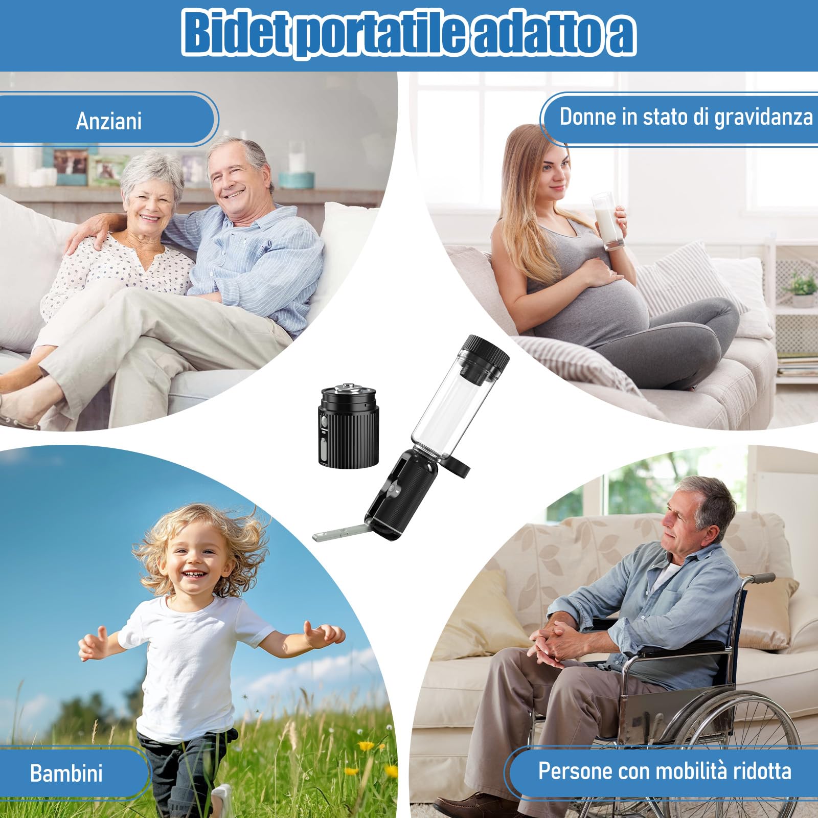 Bidet Portatile con Riscaldamento - Bidet da Viaggio a Temperatura Regolabile per Igiene Intima - Design Ergonomico Antigoccia, Serbatoio da 200 ml - Regalo Essenziale per Maternità e Viaggi