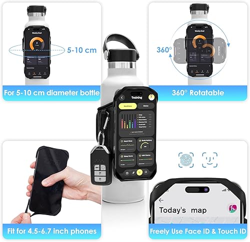Miniatura 3 de Cikyner Correa para botella de agua, soporte para botella de agua para teléfono móvil, giratorio de 360, bolsa de botella de agua extraíble y