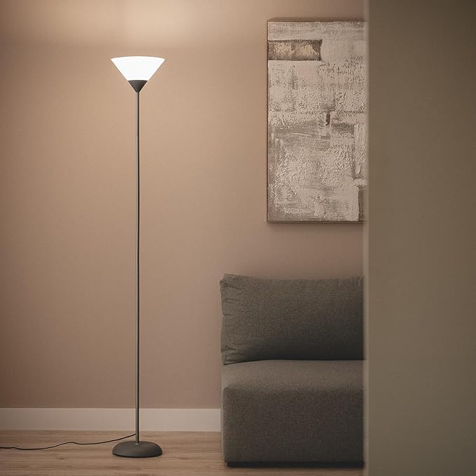 LEDKIA LIGHTING LEDKIA LIGHTING - Staande Lamp Metaal | Elegant Ontwerp | Geschikt voor E27 LED Lamp | Voor Diverse Ruimtes | Slank en Ruimtebesparend, Grijs, Metaal photo 2