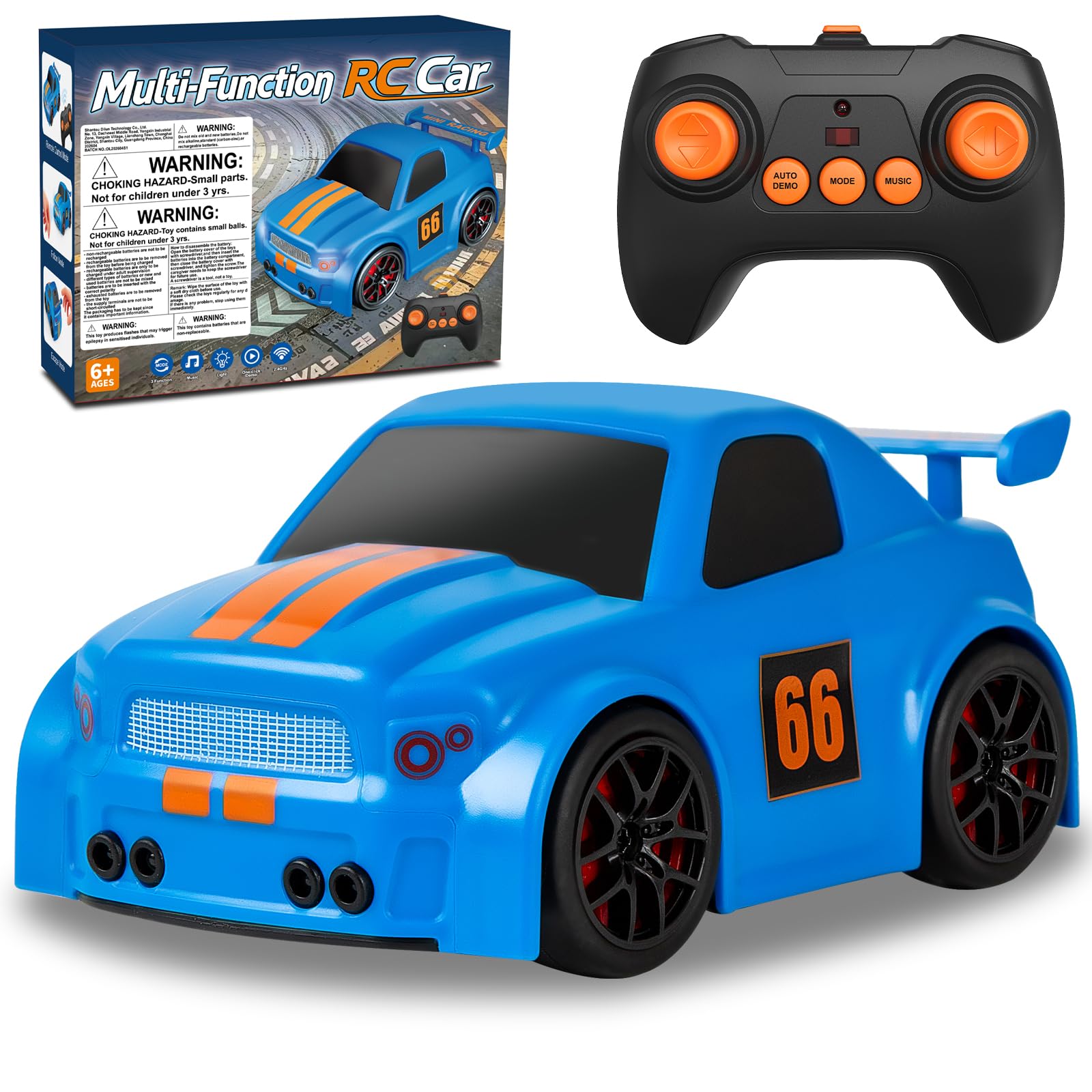 CHEELBORSI 1/43 Mini RC Car, Cartoon Remote Control Car Drift with Follow and Escape Mode for Kids 2 3 4-7, 2.4GHz Fun RC Stunt Drift Cars with Music Gifts Toys for Toddlers Boys Girls
