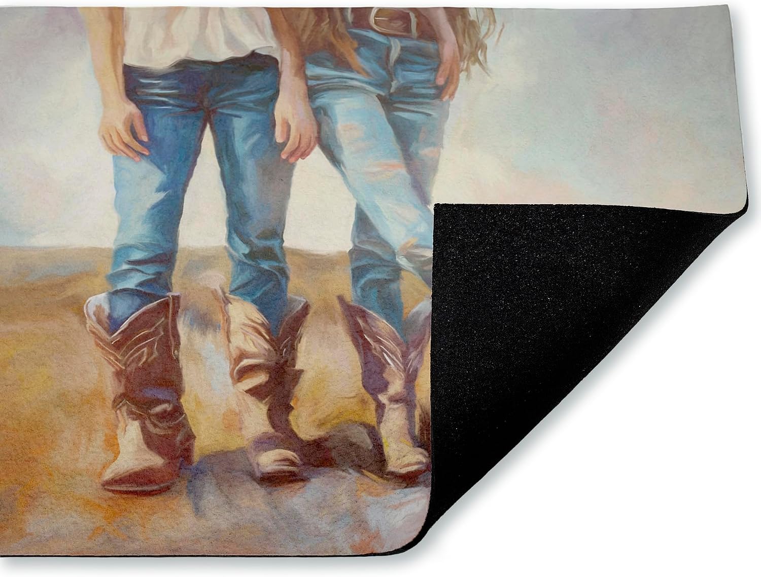 Stupell Industries All About The Cowboy Boots Outdoor Door Mat, Durable Non-Slip Unwoven Mat with Recycled Rubber Backing, Weather-Resistant Western Country Design by Ramona Murdock, 18"x30"