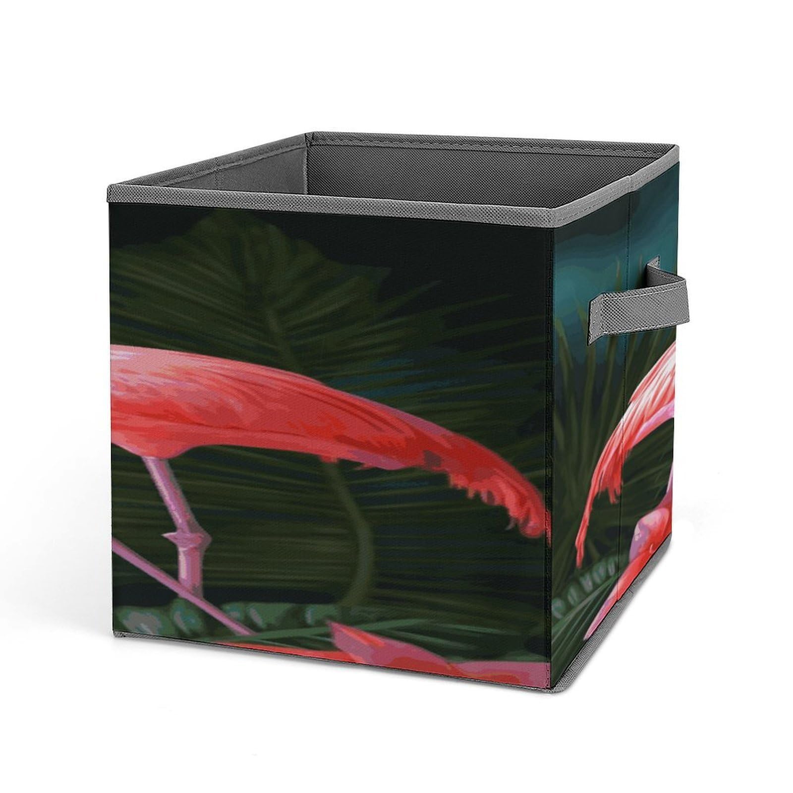 Fodpand Style Flamingo Flowers Storage Cubes Foldable Decorative Fabric, Storage Bins Baskets With Handles, Closet Organizers And Storage For Home, Office,Closet, Clothes