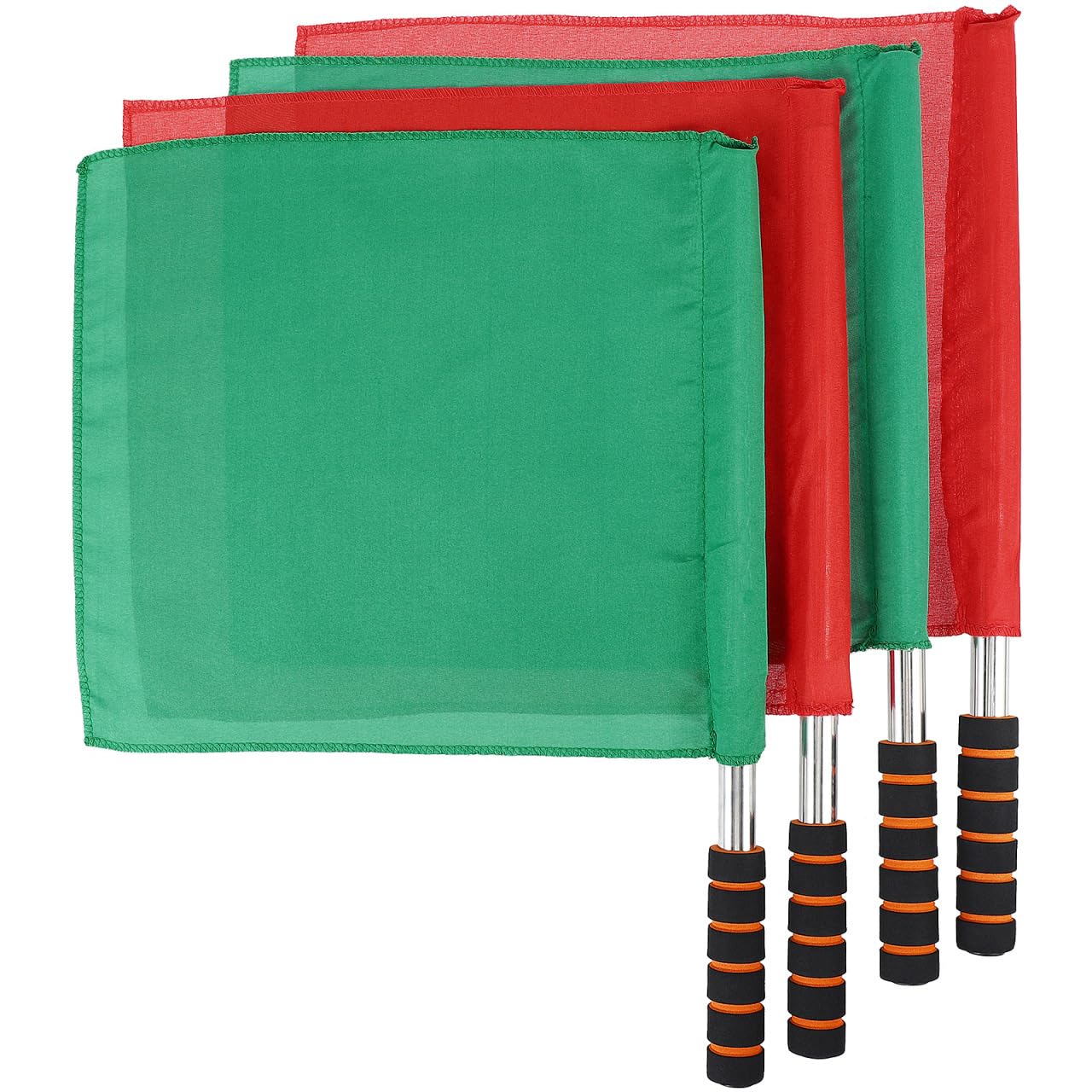 SUPVOX 4 banderas de árbitro con postes de mano, banderas de señal pequeñas para partidos de fútbol, banderas de juez de línea deportiva, rojo y verde